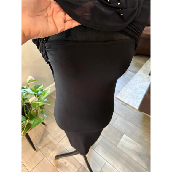 NWT INC Women's Black dress size Medium  Sheer Jewel studded long sleeve - Picture 4 of 4